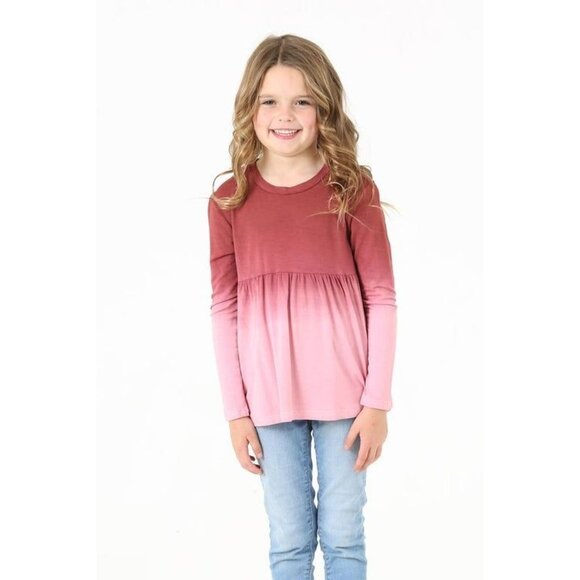 Girls Long-Sleeve Ombre Top - Size Medium - Fun & Stylish Gradient Design - Picture 1 of 1